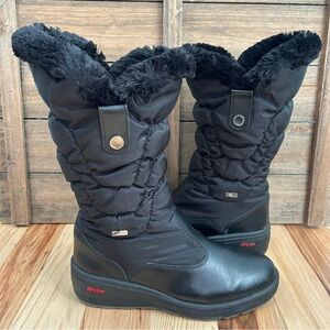 Pajar Canada Women's Insulated Winter Boots Black Faux Fur Mid Calf 39 US 8